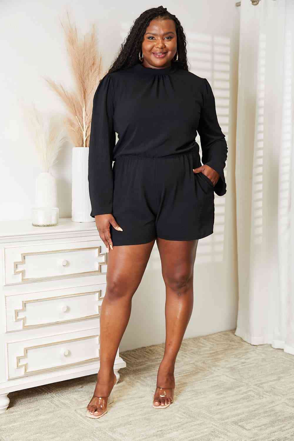 Culture Code Full Size Open Back Romper with Pockets - In Style Chics Boutique LLC
