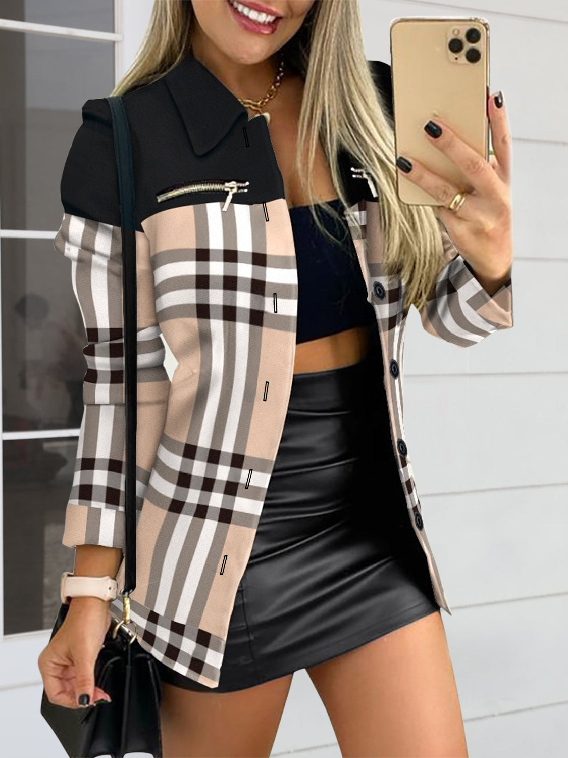 Printed Button Up Zip Detail Jacket More Colors! - In Style Chics Boutique LLC