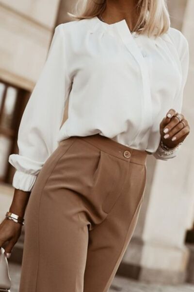 Button Up Round Neck Long Sleeve Shirt- More Colors! - In Style Chics Boutique LLC