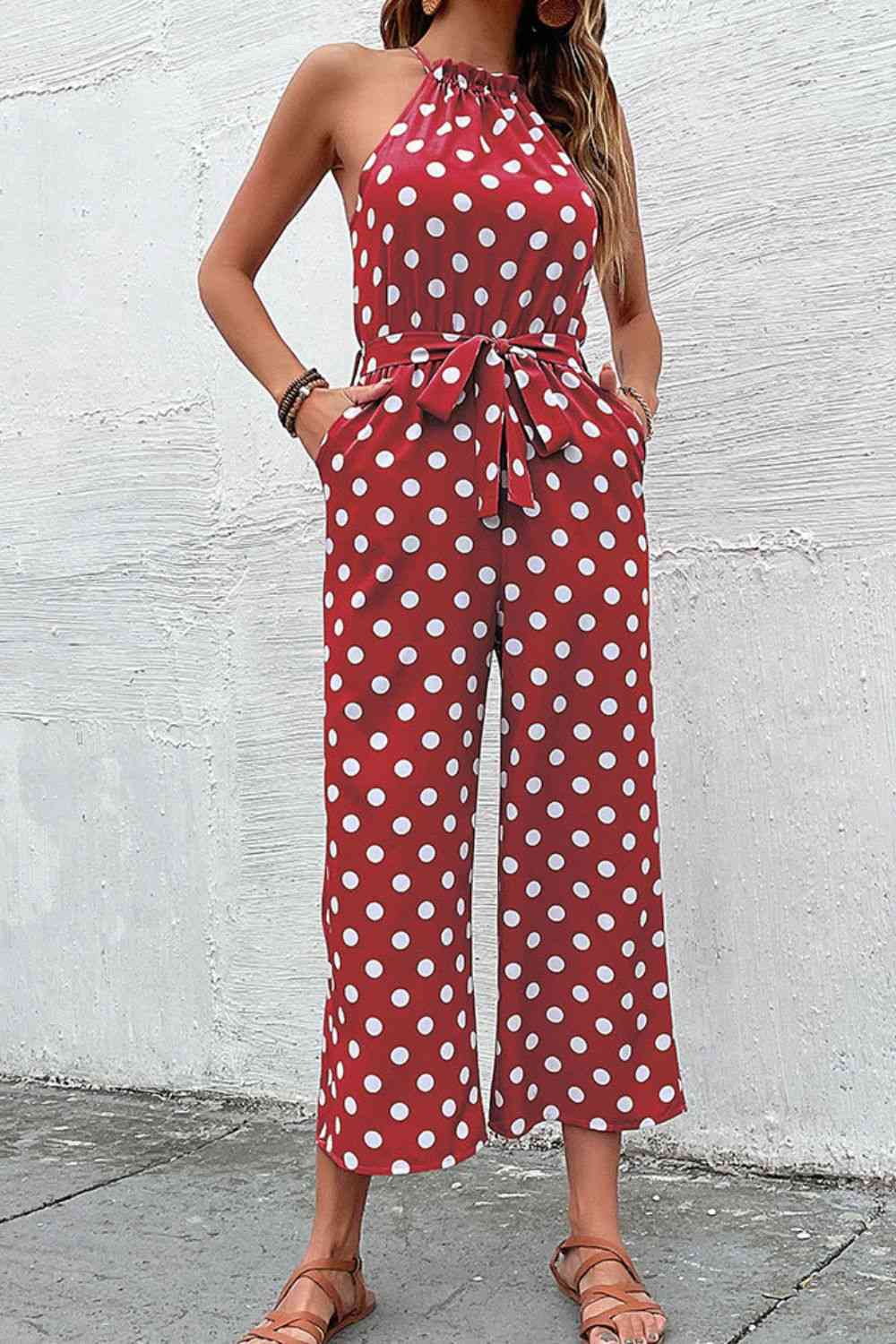 Polka Dot Grecian Wide Leg Jumpsuit - More Colors! - In Style Chics Boutique LLC