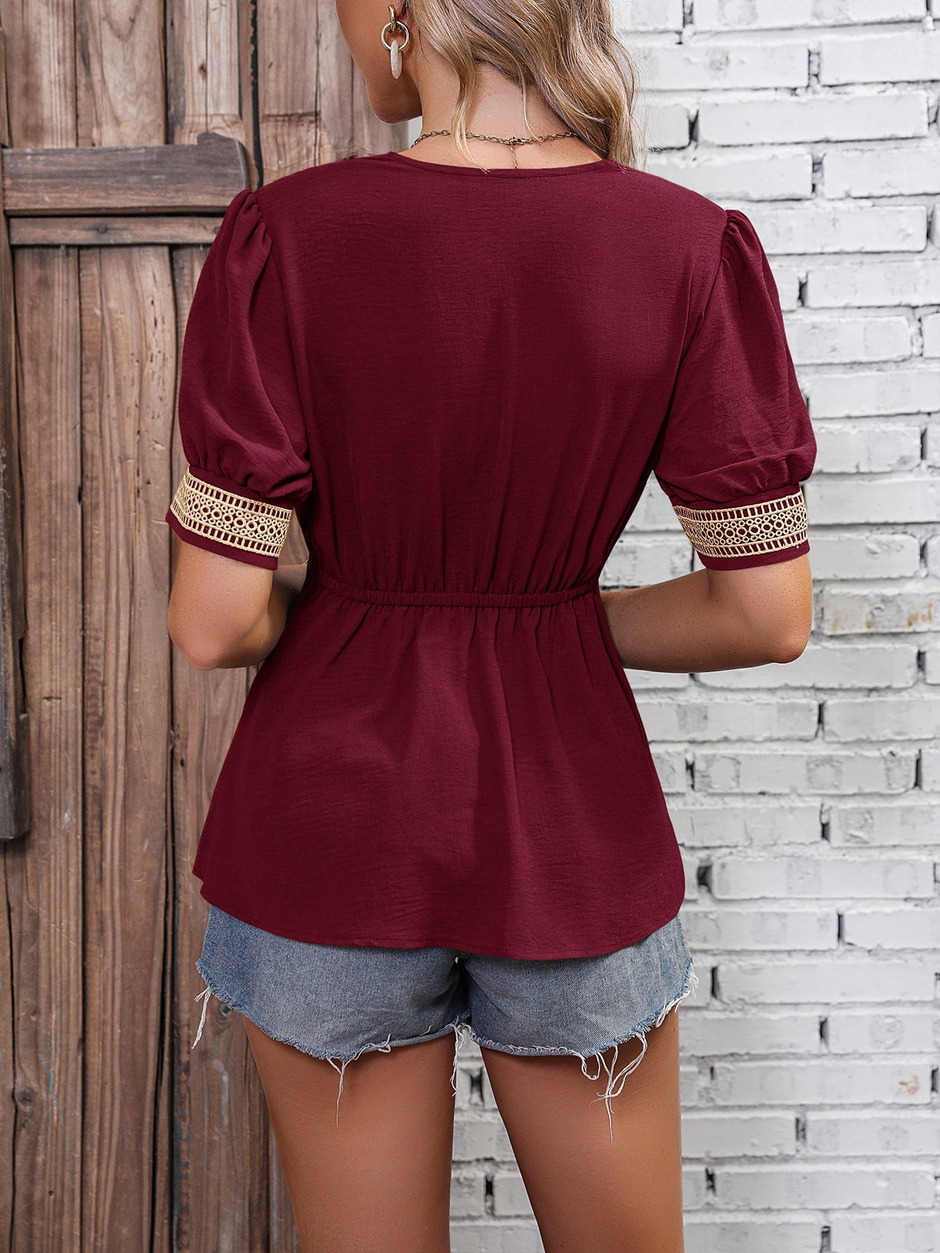 Contrast V-Neck Babydoll Top More Colors! - In Style Chics Boutique LLC