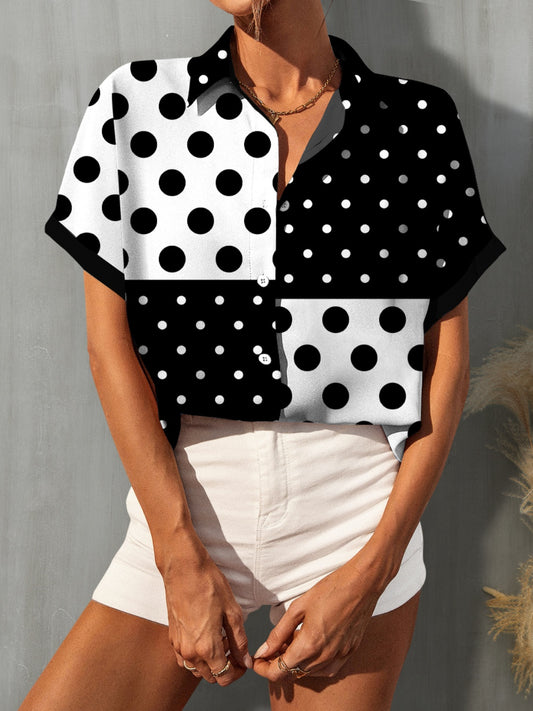 Polka Dot Short Sleeve Shirt - In Style Chics Boutique LLC