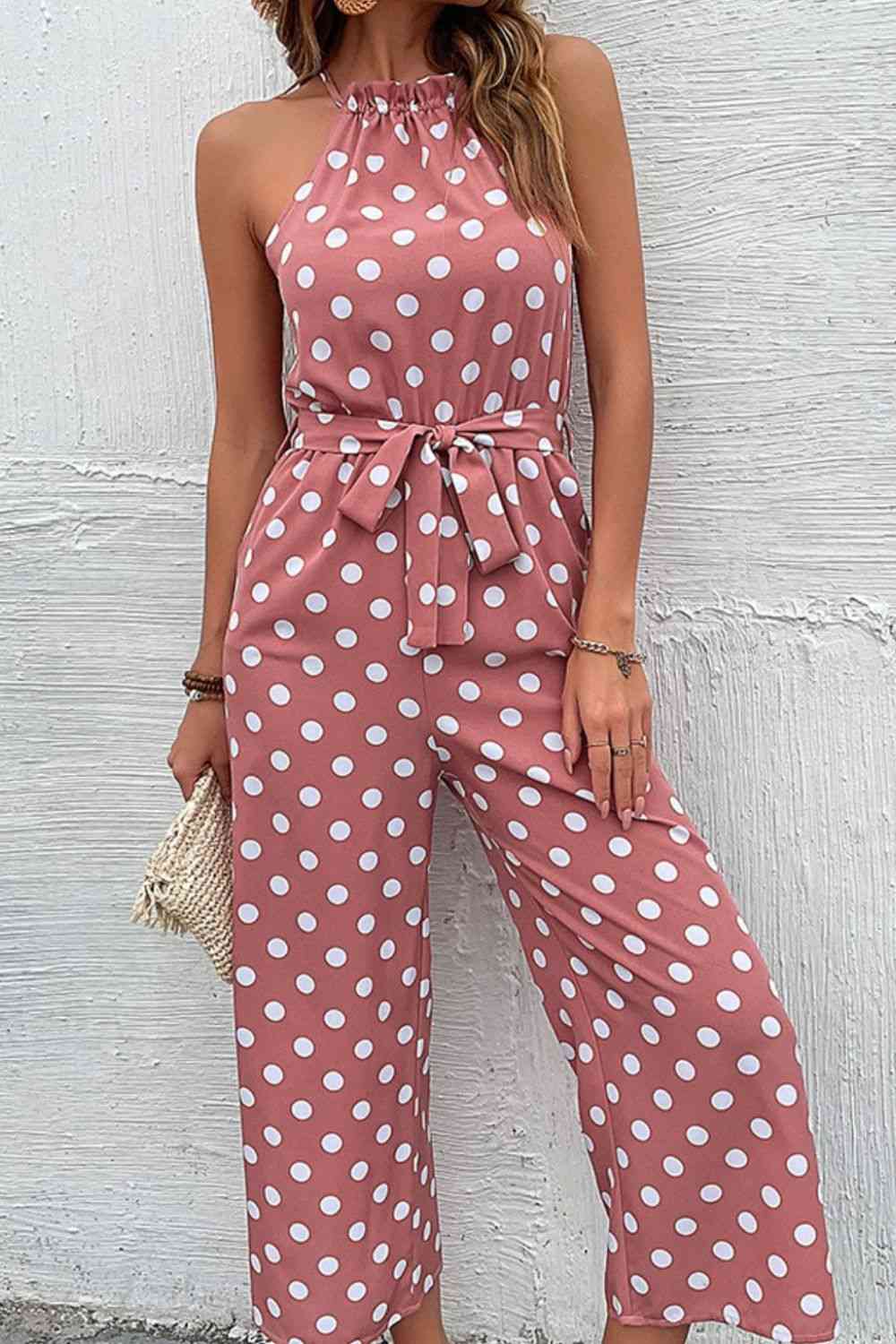 Polka Dot Grecian Wide Leg Jumpsuit - More Colors! - In Style Chics Boutique LLC