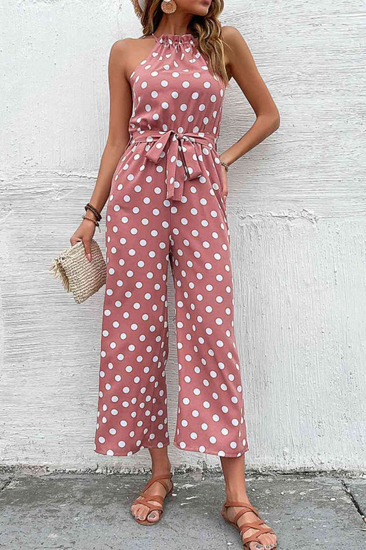 Polka Dot Grecian Wide Leg Jumpsuit - More Colors! - In Style Chics Boutique LLC