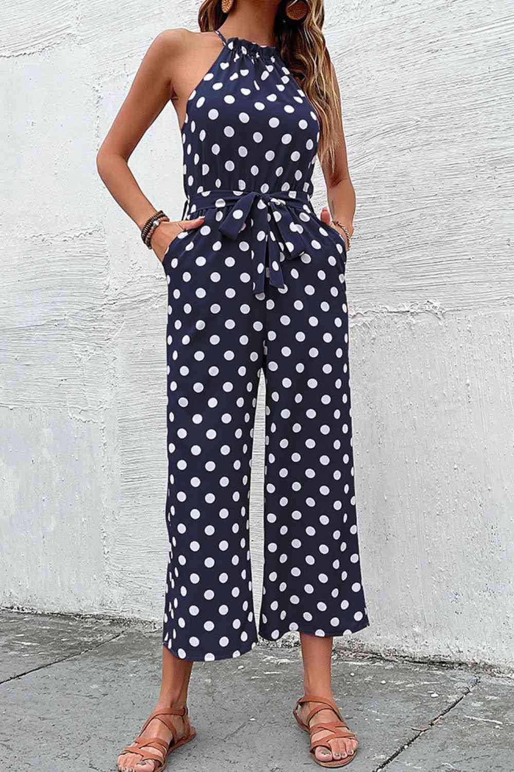 Polka Dot Grecian Wide Leg Jumpsuit - More Colors! - In Style Chics Boutique LLC