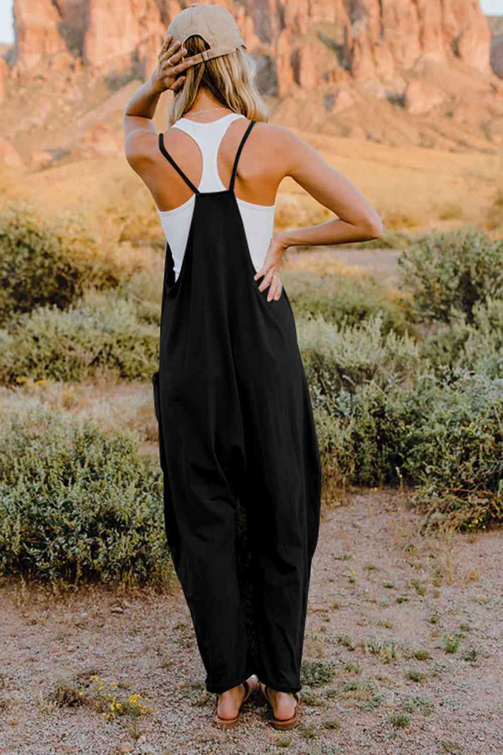 Double Take V-Neck Sleeveless Jumpsuit with Pockets More Colors! - In Style Chics Boutique LLC