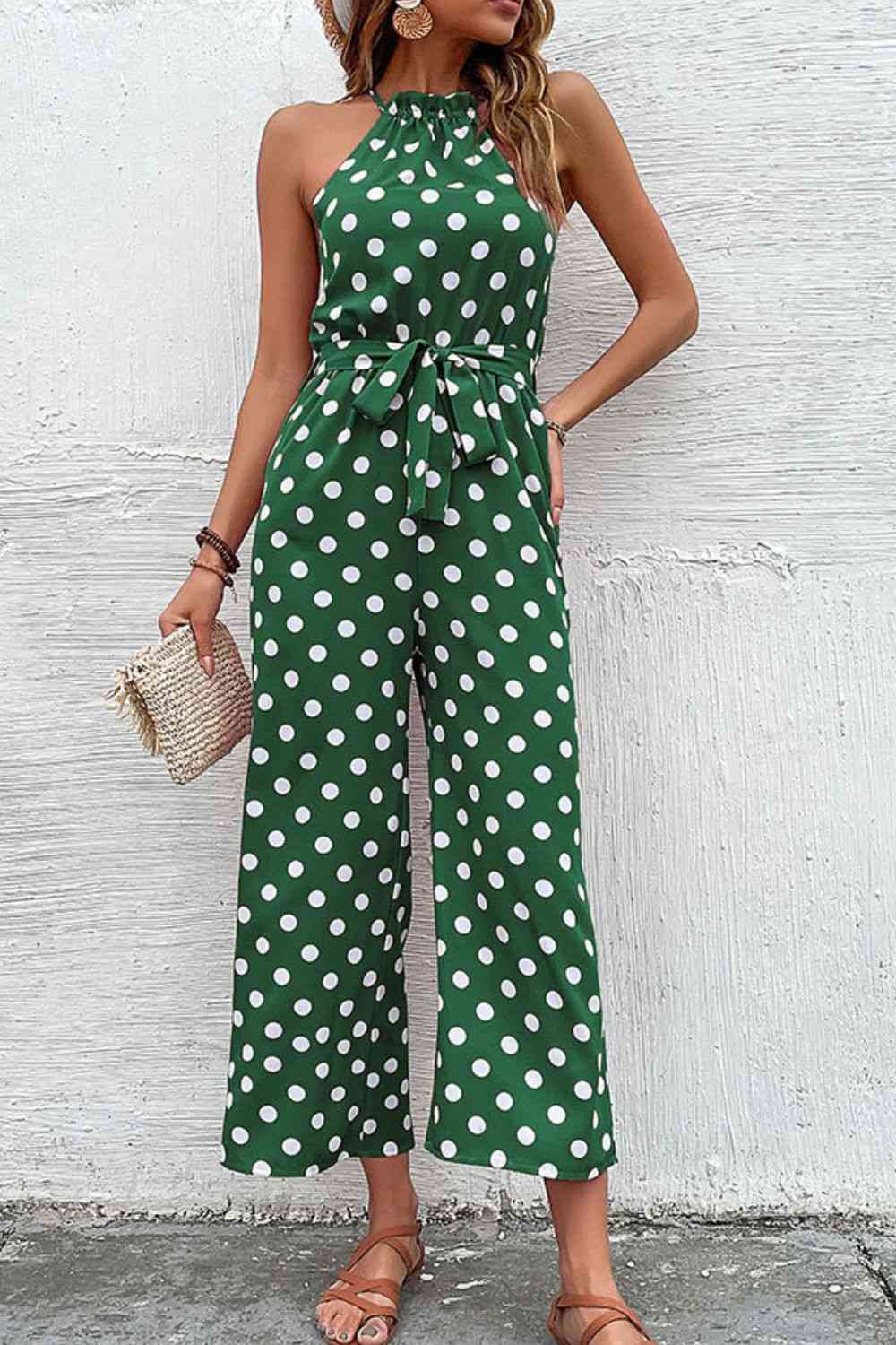 Polka Dot Grecian Wide Leg Jumpsuit - More Colors! - In Style Chics Boutique LLC