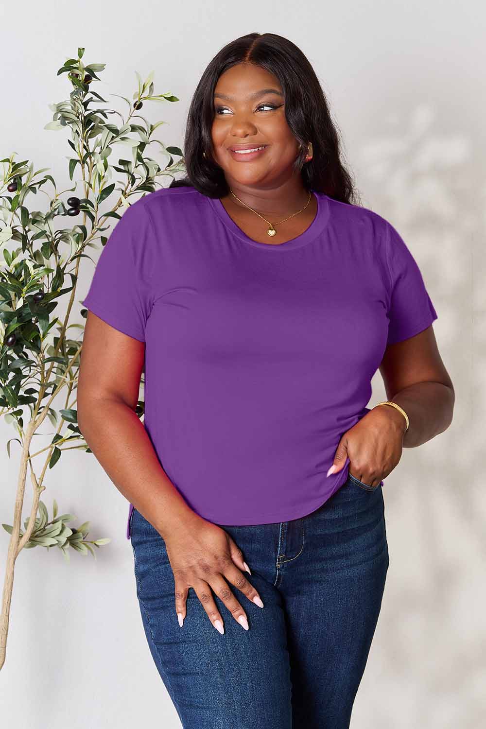 Women's Round Neck Short Sleeve T-Shirt - More Colors! Shein Alternative Ship from USA - In Style Chics Boutique Women's Juniors Plus Size Apparel Online
