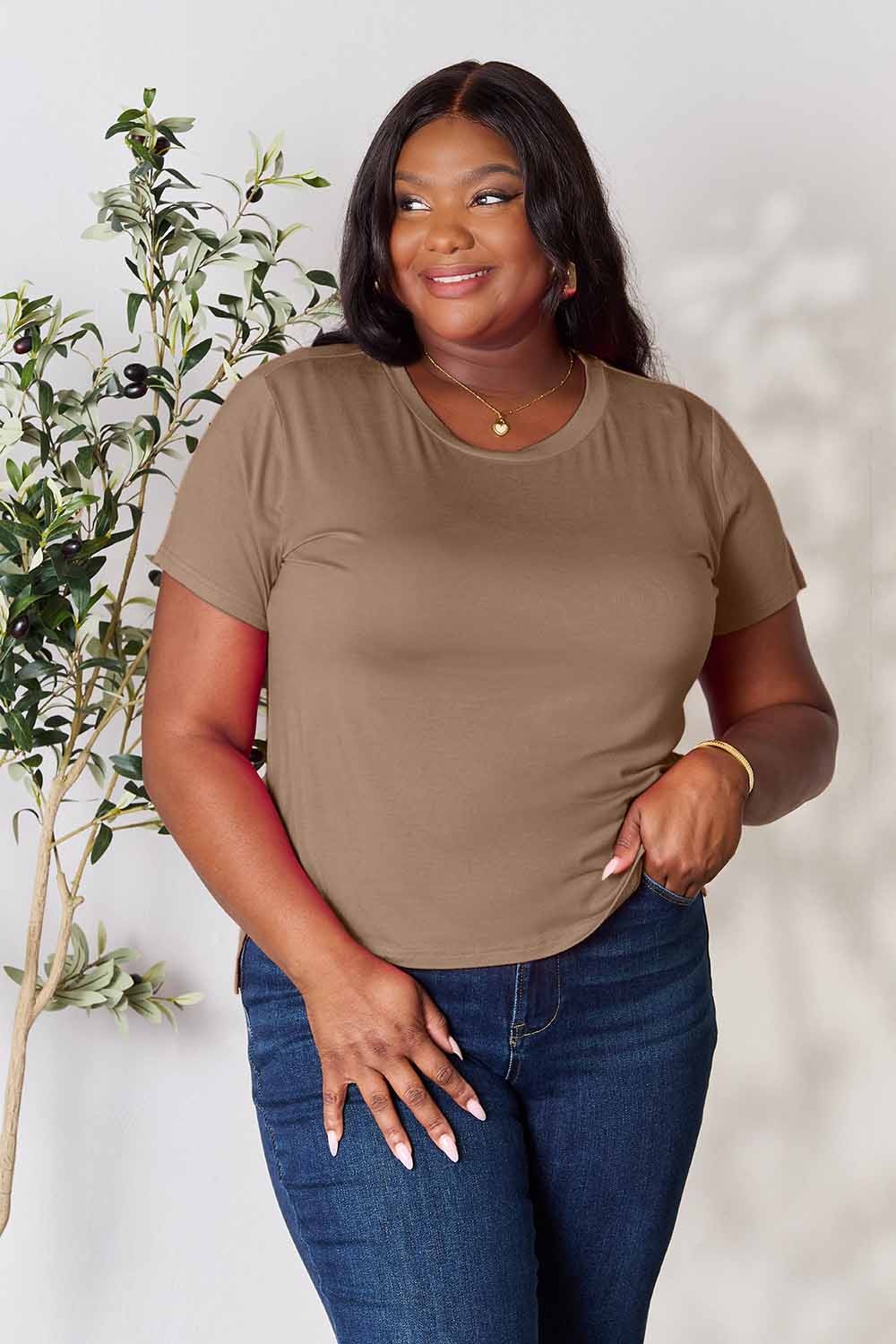 Women's Round Neck Short Sleeve T-Shirt - More Colors! Shein Alternative Ship from USA - In Style Chics Boutique Women's Juniors Plus Size Apparel Online