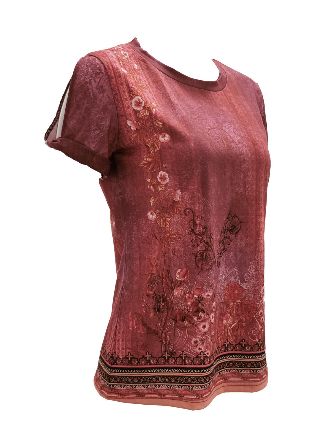 Cutout Printed Round Neck Short Sleeve Blouse - More Colors! - In Style Chics Boutique LLC