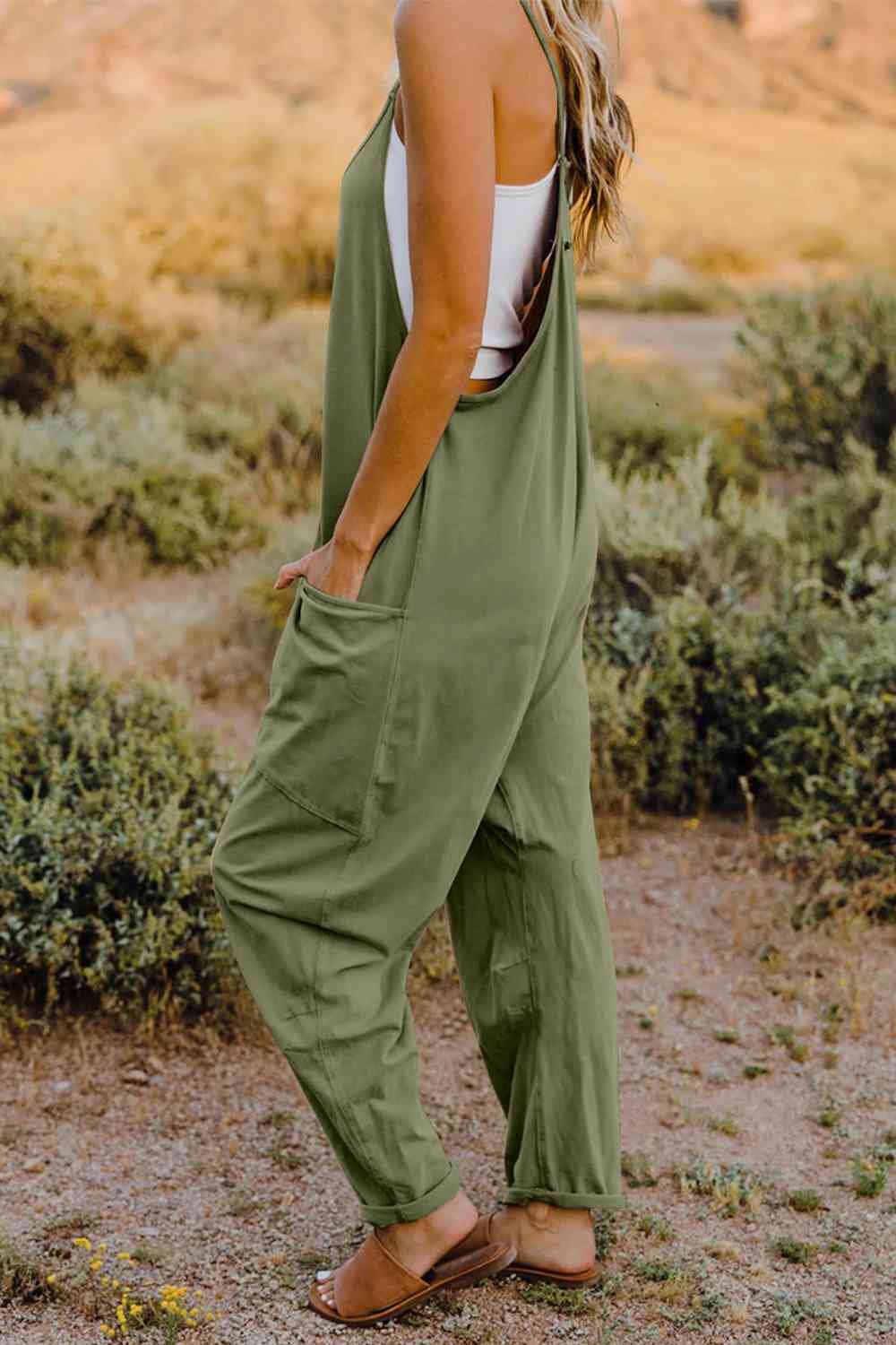 Double Take V-Neck Sleeveless Jumpsuit with Pockets More Colors! - In Style Chics Boutique LLC