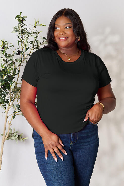 Round Neck Short Sleeve T-Shirt - More Colors! - Shein Alternative - In Style Chics Boutique Women's Juniors Plus Size Apparel Online