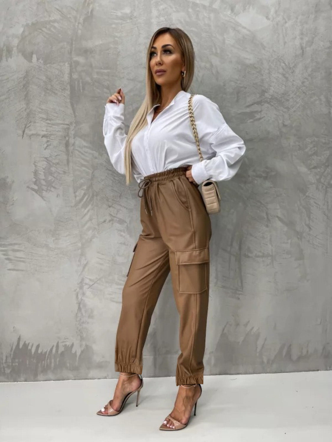 Tied High Waist Pants with Pockets Black or Caramel - In Style Chics Boutique LLC