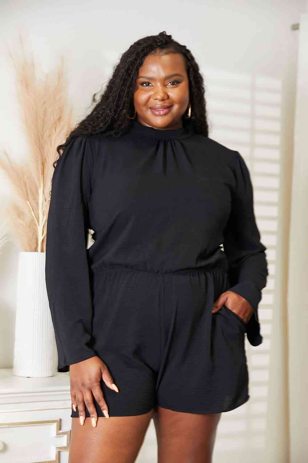 Culture Code Full Size Open Back Romper with Pockets - In Style Chics Boutique LLC