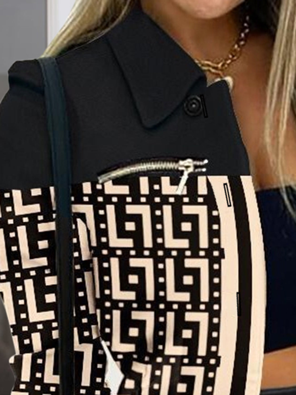 Printed Button Up Zip Detail Jacket More Colors! - In Style Chics Boutique LLC