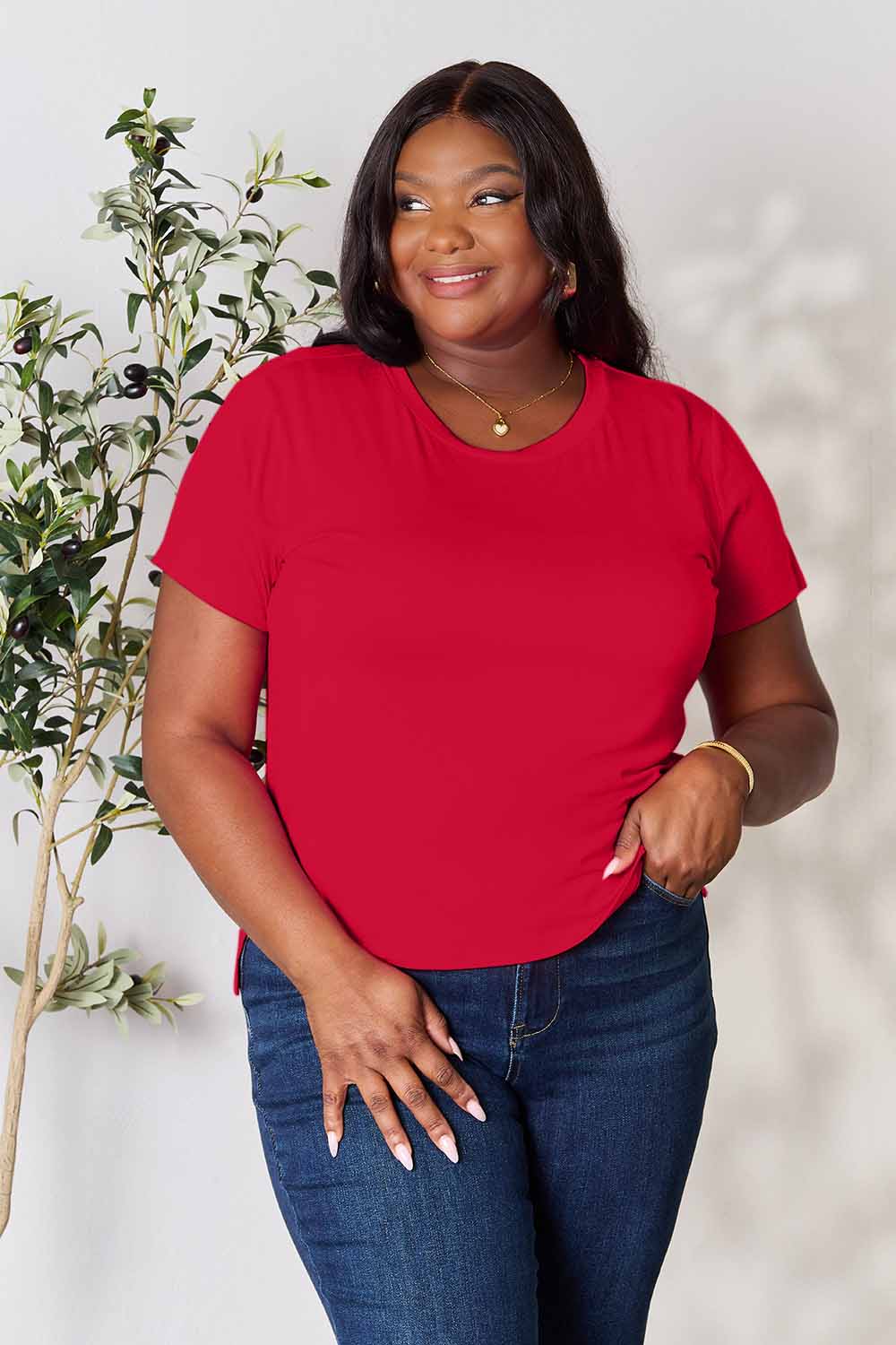 Women's Round Neck Short Sleeve T-Shirt - More Colors! Shein Alternative Ship from USA - In Style Chics Boutique Women's Juniors Plus Size Apparel Online