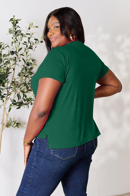 Round Neck Short Sleeve T-Shirt - More Colors! - Shein Alternative - In Style Chics Boutique Women's Juniors Plus Size Apparel Online Fast Shipping