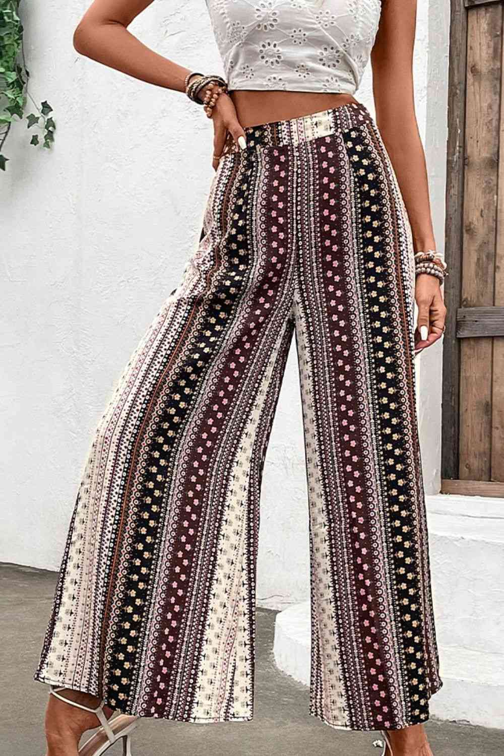 Floral High Waist Wide Leg Pants - In Style Chics Boutique LLC