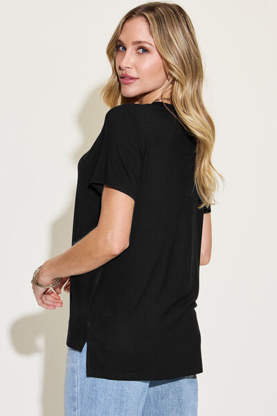 Basic Bae Full Size V-Neck High-Low T-Shirt to - More Colors! - In Style Chics Boutique LLC