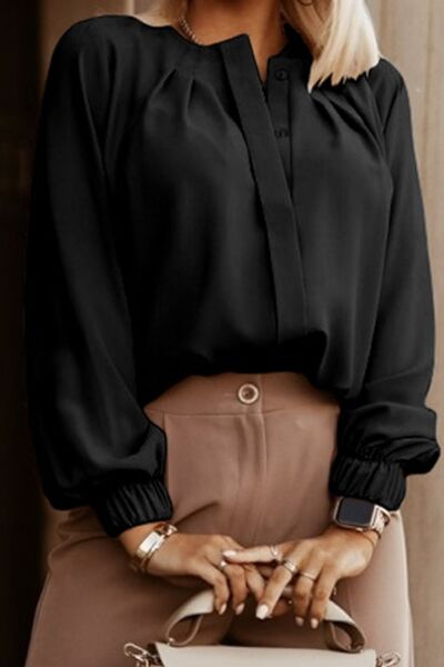 Button Up Round Neck Long Sleeve Shirt- More Colors! - In Style Chics Boutique LLC