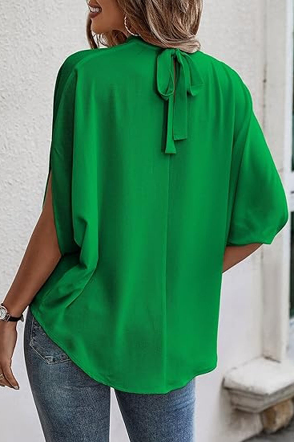 Tie Back Slit Half Sleeve Blouse More Colors! - In Style Chics Boutique LLC