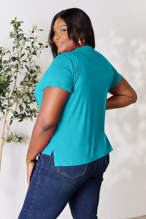 Round Neck Short Sleeve T-Shirt - More Colors! - Shein Alternative - In Style Chics Boutique Women's Juniors Plus Size Apparel Online Fast Shipping