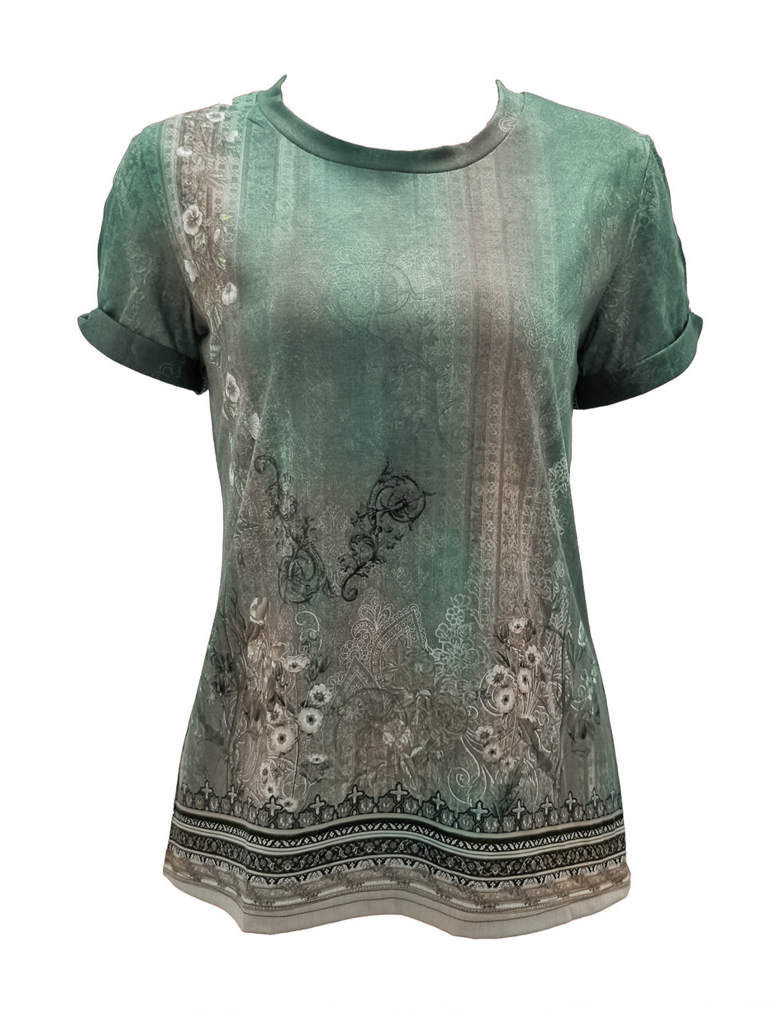 Cutout Printed Round Neck Short Sleeve Blouse - More Colors! - In Style Chics Boutique LLC