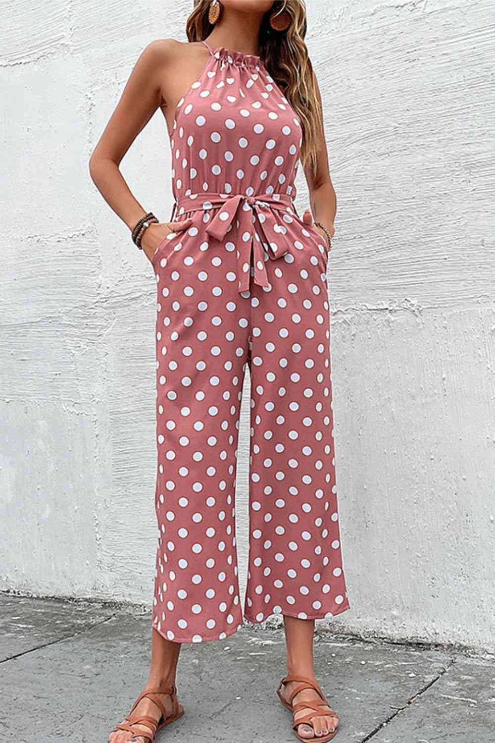 Polka Dot Grecian Wide Leg Jumpsuit - More Colors! - In Style Chics Boutique LLC
