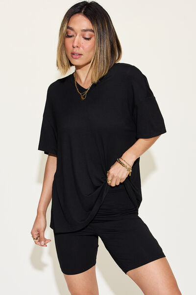Basic Bae V-Neck Drop Shoulder Short Sleeve T-Shirt and Shorts Set - More Colors! - In Style Chics Boutique LLC