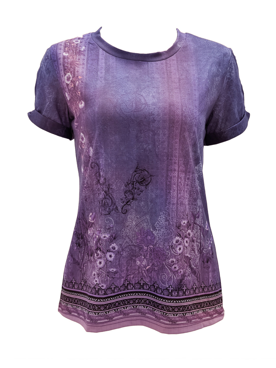 Cutout Printed Round Neck Short Sleeve Blouse - More Colors! - In Style Chics Boutique LLC