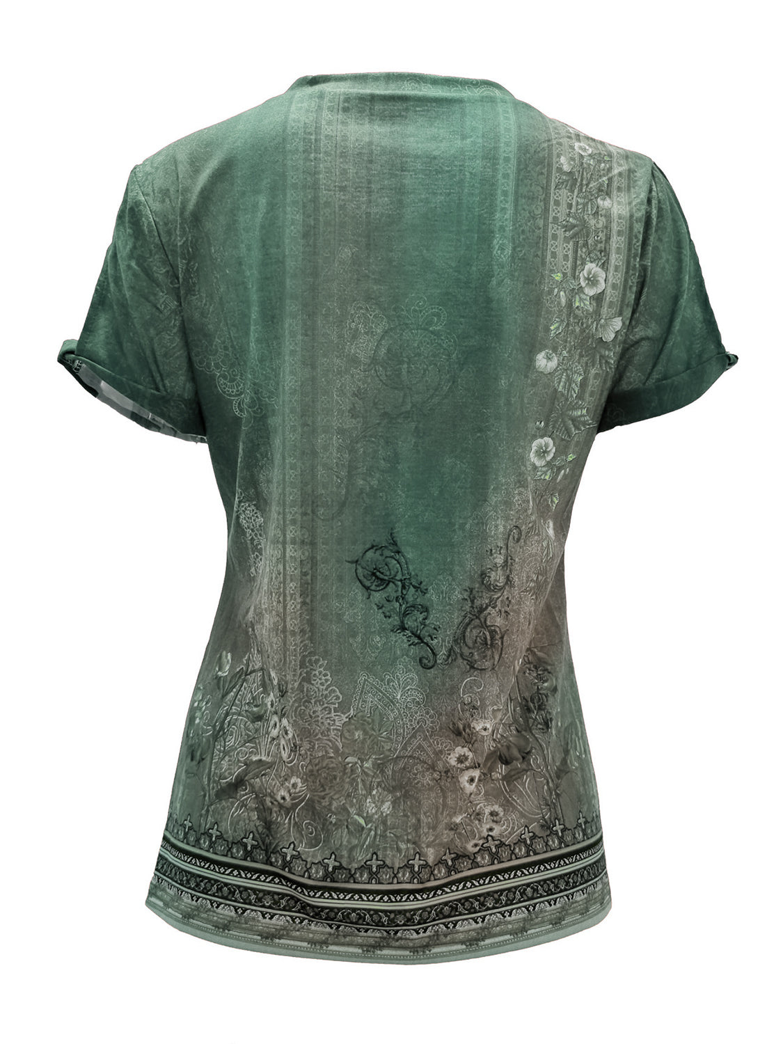 Cutout Printed Round Neck Short Sleeve Blouse - More Colors! - In Style Chics Boutique LLC