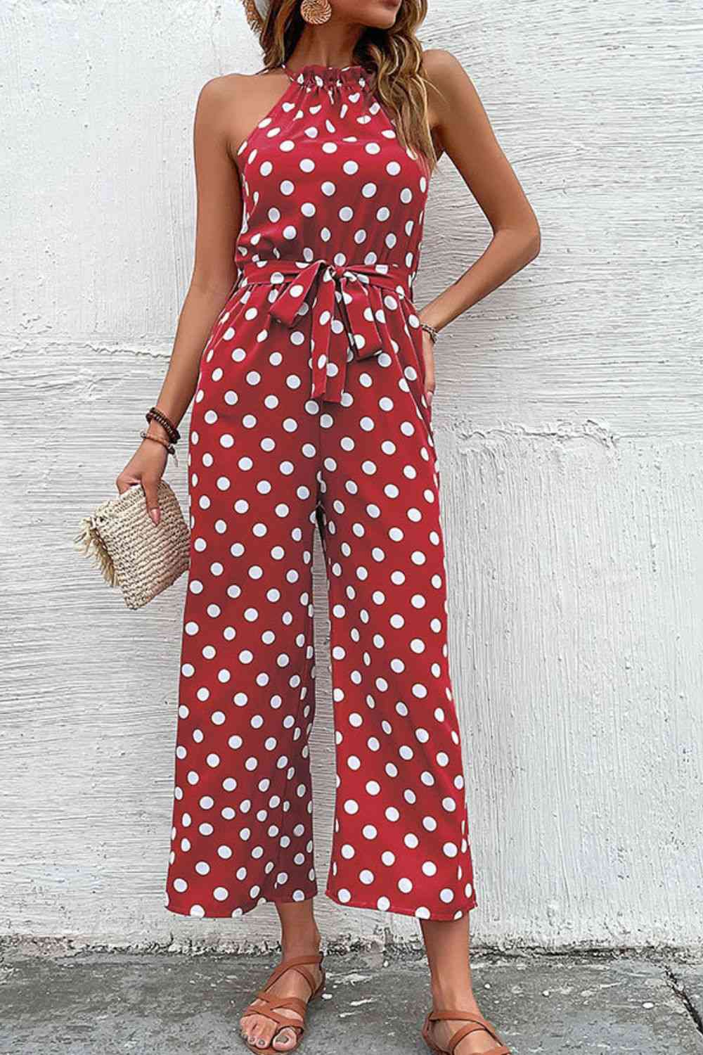 Polka Dot Grecian Wide Leg Jumpsuit - More Colors! - In Style Chics Boutique LLC