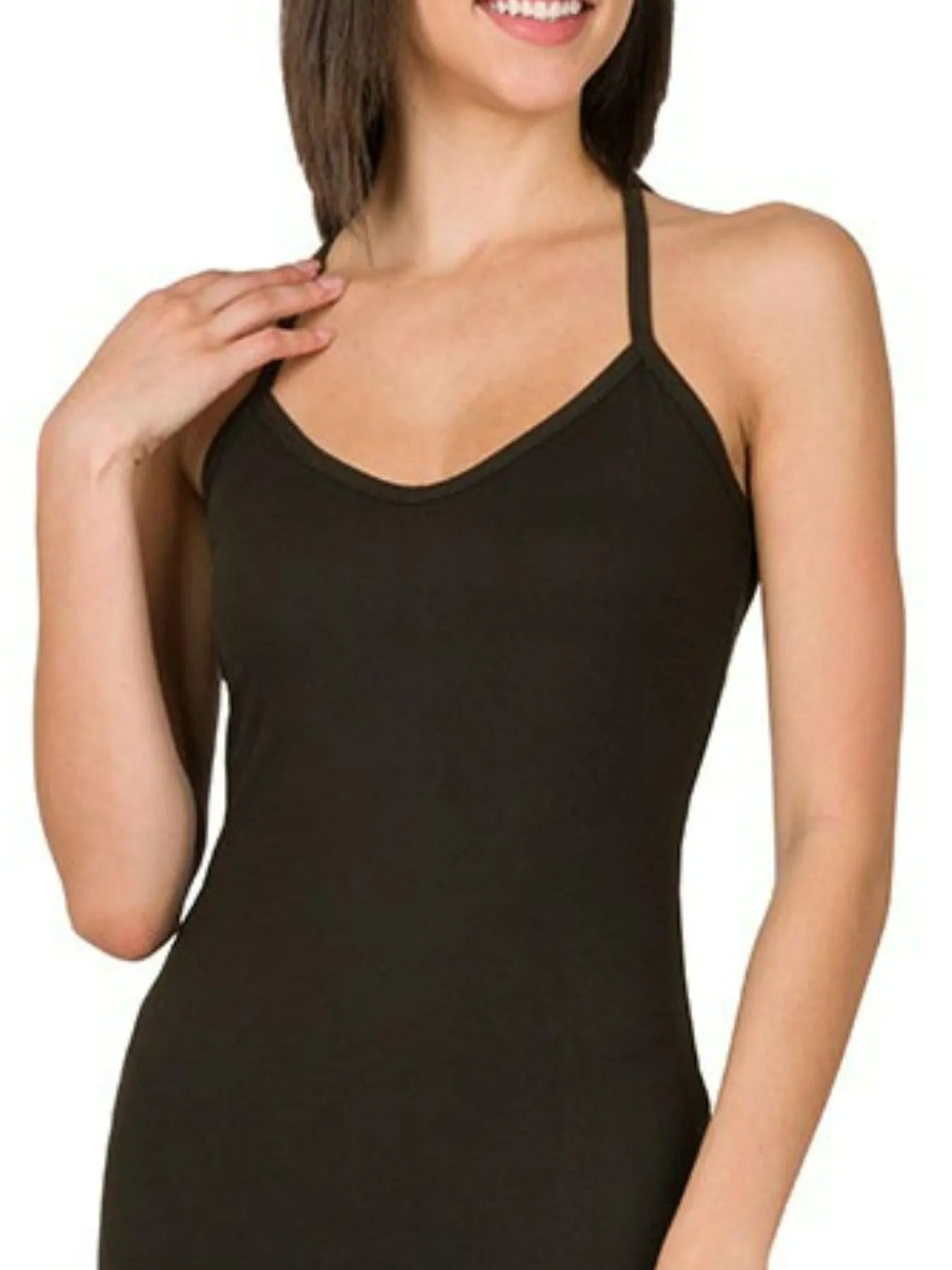 Black Maxi Dress, Brushed DTY Thin Strap Racerback V-Neck at In Style Chics Boutique 