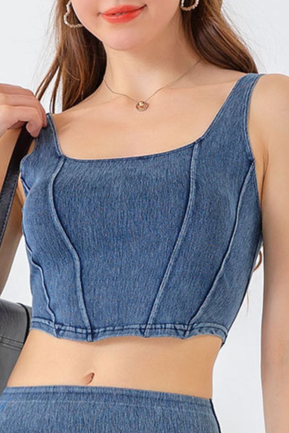 Seam Detail Cropped Denim Tank - In Style Chics Boutique LLC