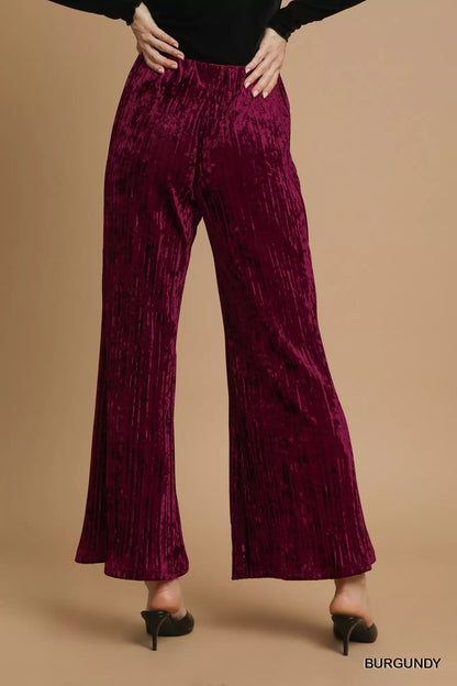 Velvet Wide Leg Flare Pants in Burgundy at In Style Chics Boutique Fall Fashion and Style 