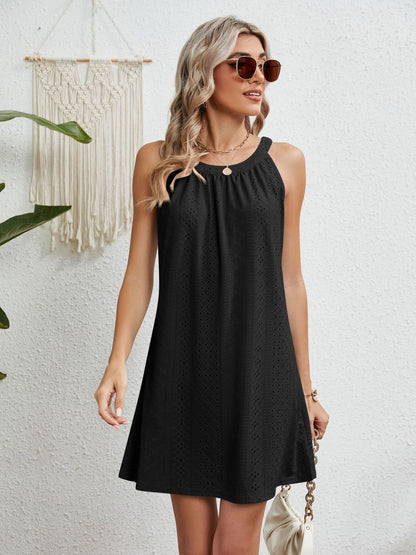 Eyelet Grecian Neck Mini Dress More Colors! - In Style Chics Boutique LLC