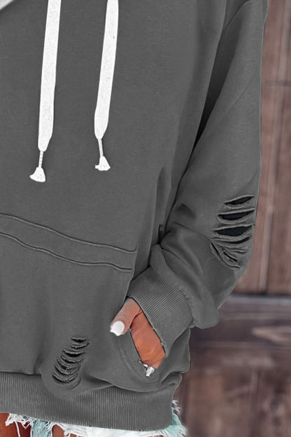 Cutout Dropped Shoulder Hoodie - In Style Chics Boutique LLC