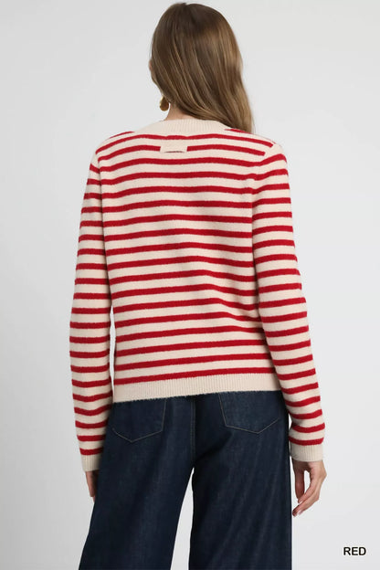 Shop Umgee Striped Knit Button-Up Cardigan at In Style Chics Boutique 