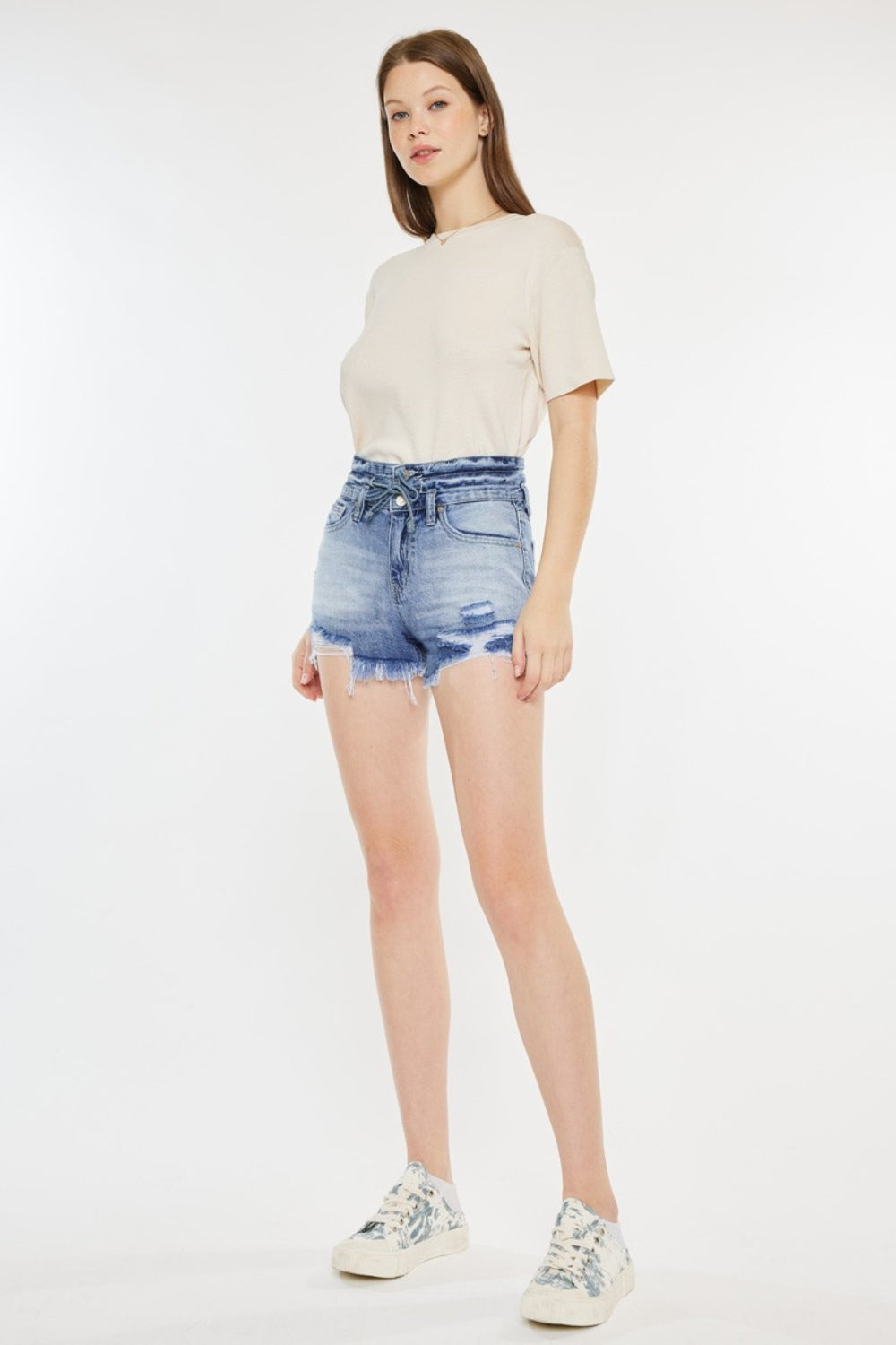 Kancan High Rise Frayed Hem Denim Shorts - In Style Chics Boutique LLC