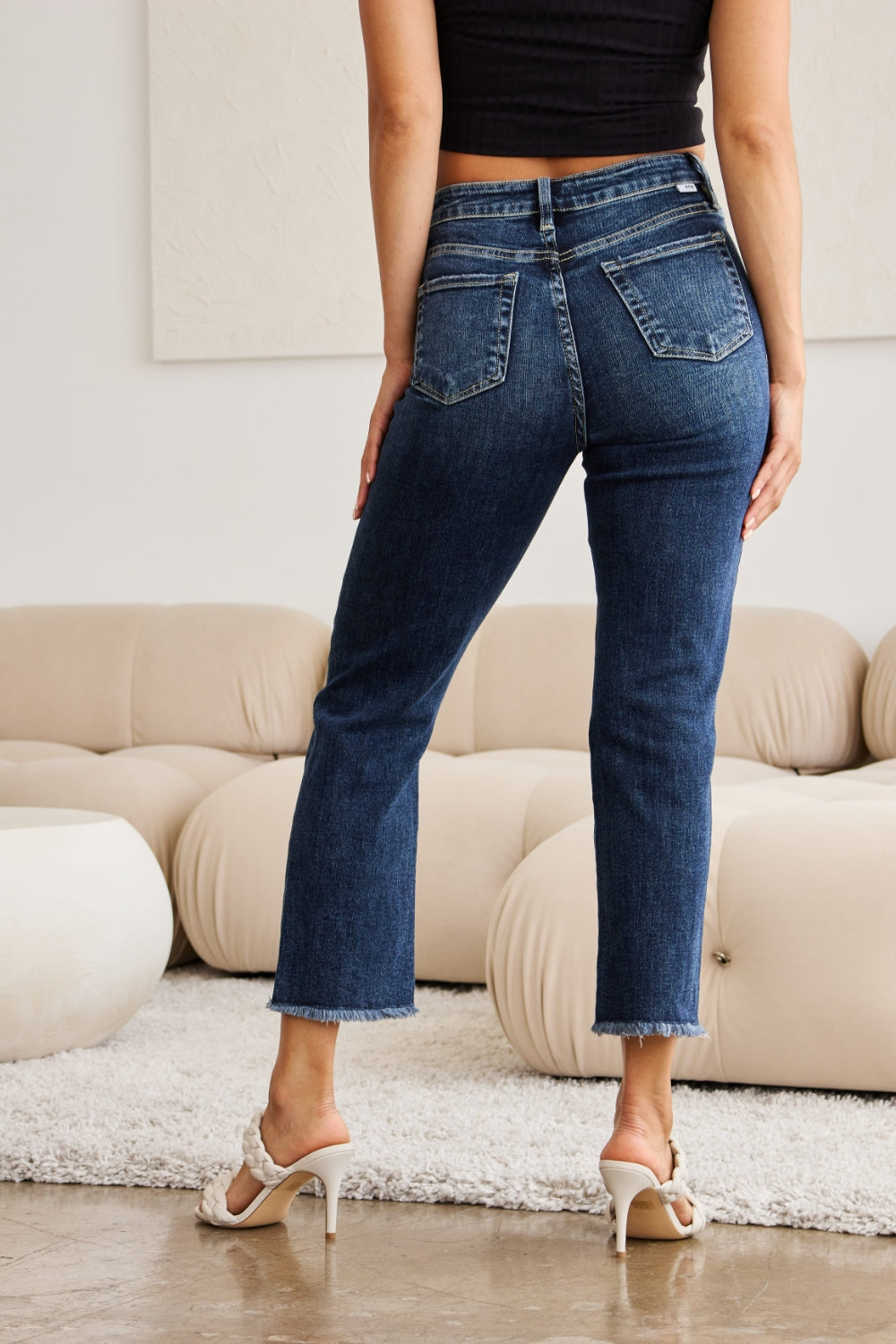 RFM Crop Dylan Full Size Tummy Control Distressed High Waist Raw Hem Jeans - In Style Chics Boutique LLC