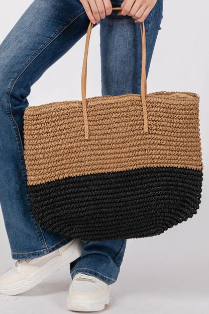 Straw Braided Beach Tote Bag - In Style Chics Boutique 