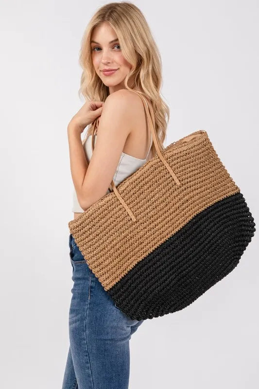 Straw Braided Beach Tote Bag - In Style Chics Boutique 