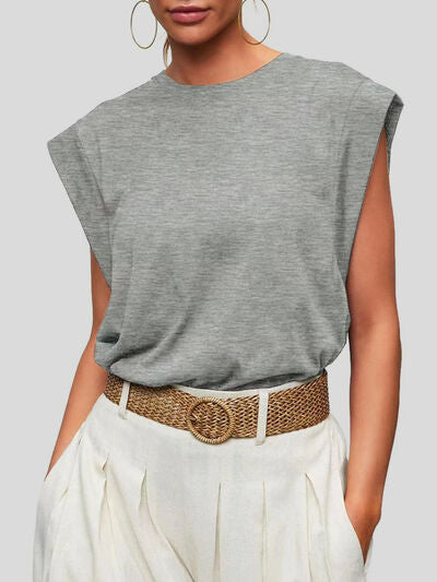 Cap Sleeve T-Shirt, Round Neck  - In Style Chics Boutique 