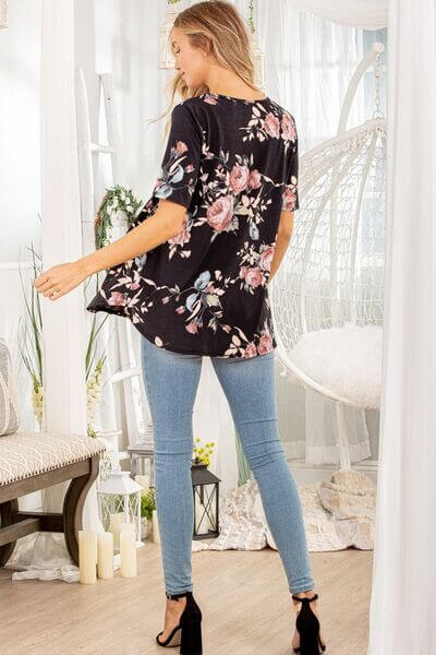 Crisscross Neck Floral Babydoll Top - In Style Chics Boutique 