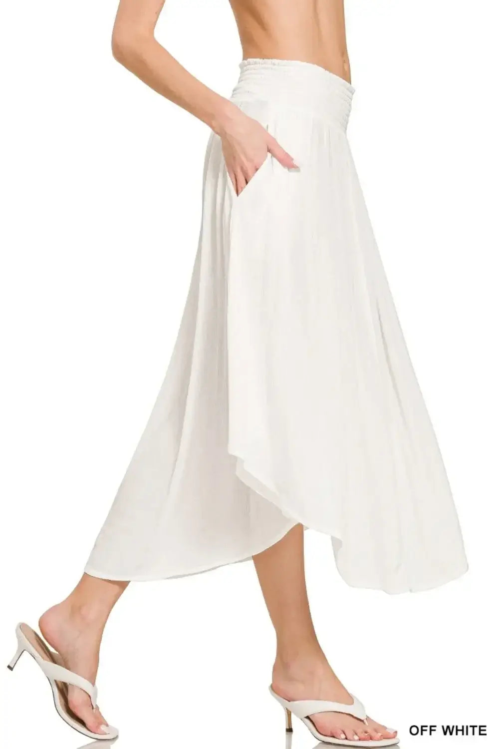 Maxi Skirt W Pockets, Woven Crinkle Smocked Waist - In Style Chics Boutique 