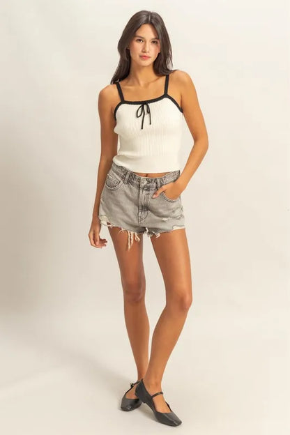 Square Neck Ribbed Knit Cami - Cute Summer Clothes - In Style Chics Boutique Women's Juniors Apparel Online 