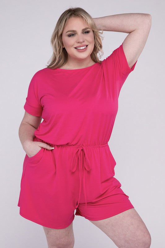 Plus Size Romper with Pockets, Brushed DTY - In Style Chics Boutique 