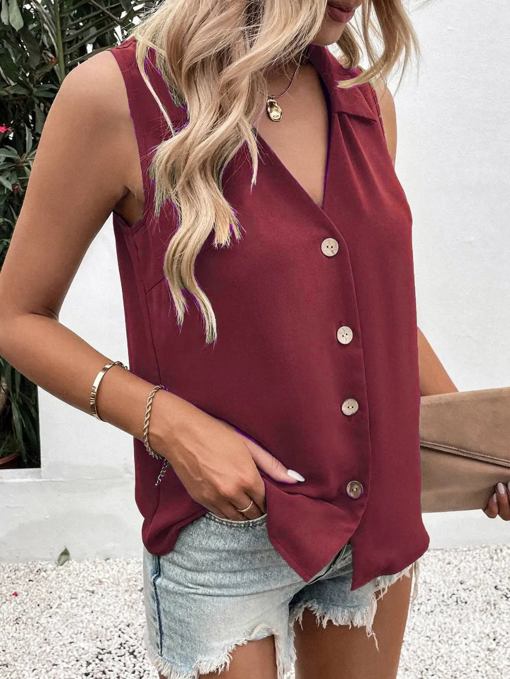 Tank Top, Johnny Collar Button Down - In Style Chics Boutique 