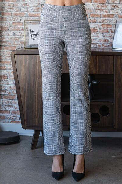 Plaid Flare Pants with Wide Waist Band - In Style Chics Boutique 