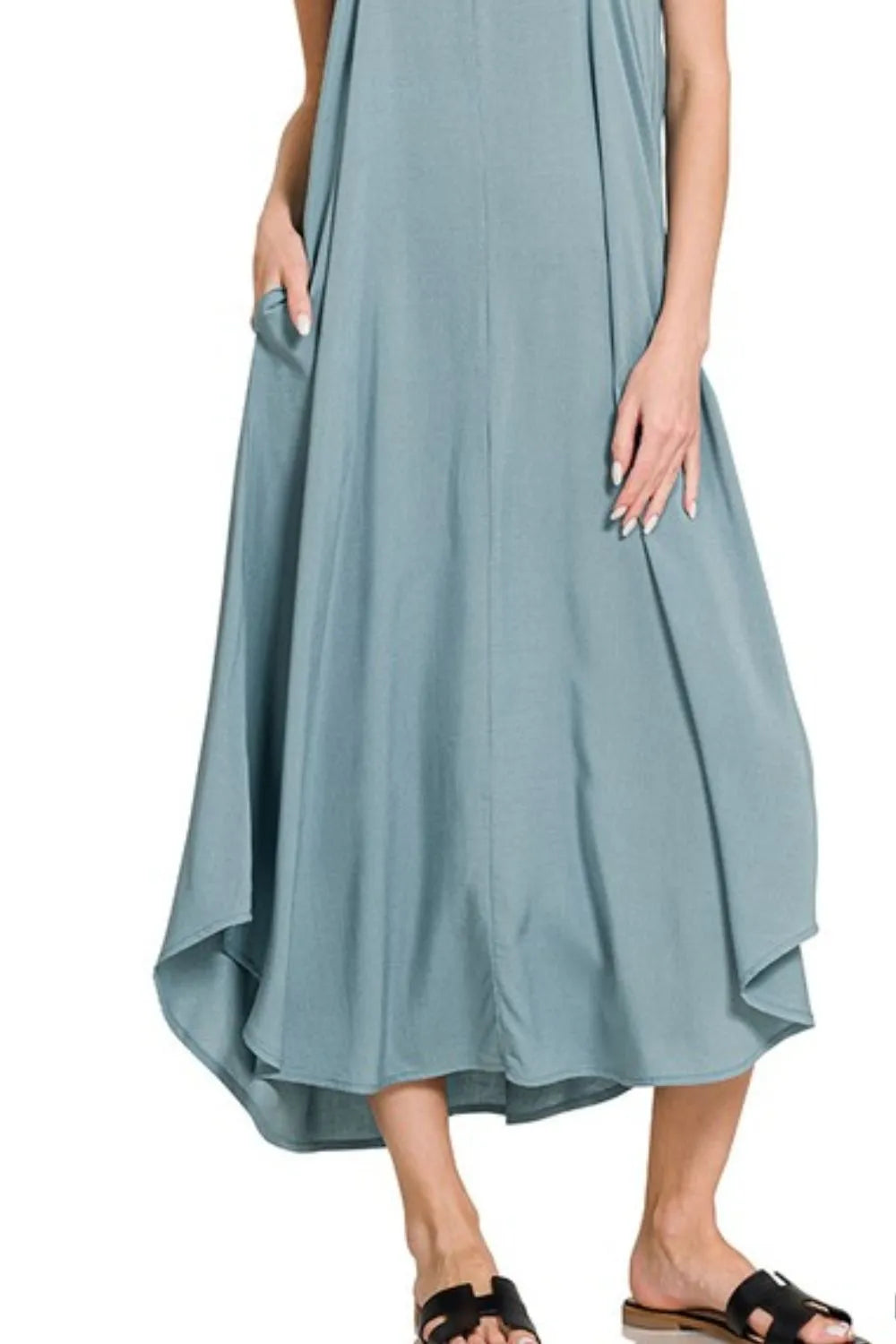 Cami Dress With Flowy Pockets, Woven Arc Hem  - In Style Chics Boutique 